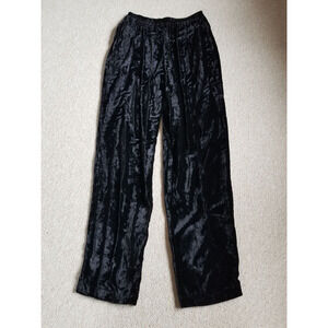 Womens Pants-DAVID DART-black 100% rayon velvet pull-on straight leg-M/L